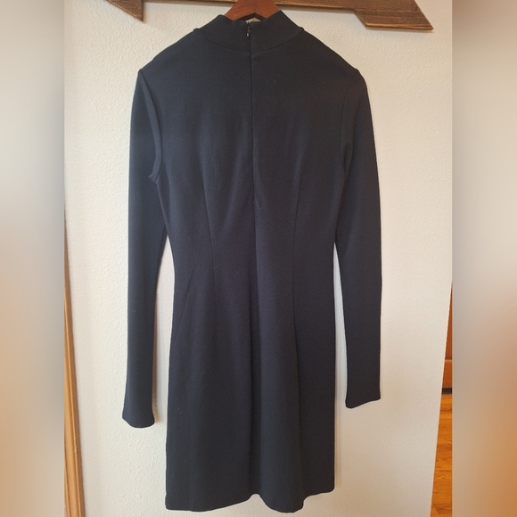 Vivienne Tam Mock Neck Long Sleeve Draping Black Zip Mini Dress Womens Size S - Picture 6 of 6